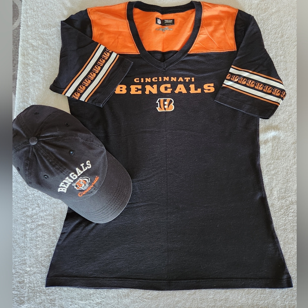 Cincinnati Bengals Womens Tee Shirt Size M and Hat - Picture 2 of 11